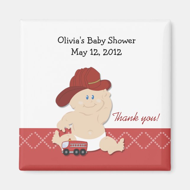 BABY FIRE FIGHTER Baby Shower Favor Magnet (Front)