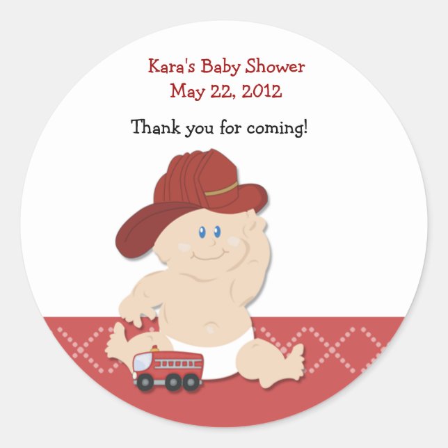 BABY FIRE FIGHTER Baby Shower Favor Sticker (Front)