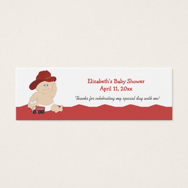Baby Fire Fighter Customized Favor Tag Card (Front)