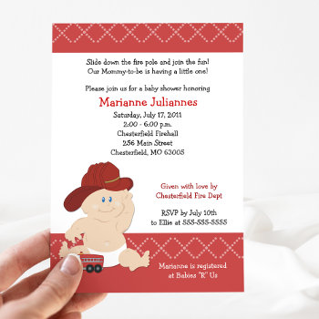 Baby Fire Fighter Cute Fireman Baby Shower Invitation by allpetscherished at Zazzle