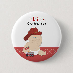 Baby Fire Fighter NAME TAG Personalized Button