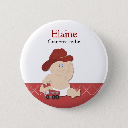 Baby Fire Fighter Name Tag Personalized Button