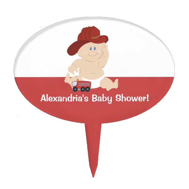Baby Firefighter Customized Cupcake Topper (Front)