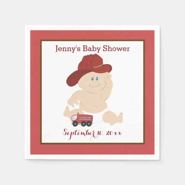 Baby Firefighter Customized Napkins (Front)