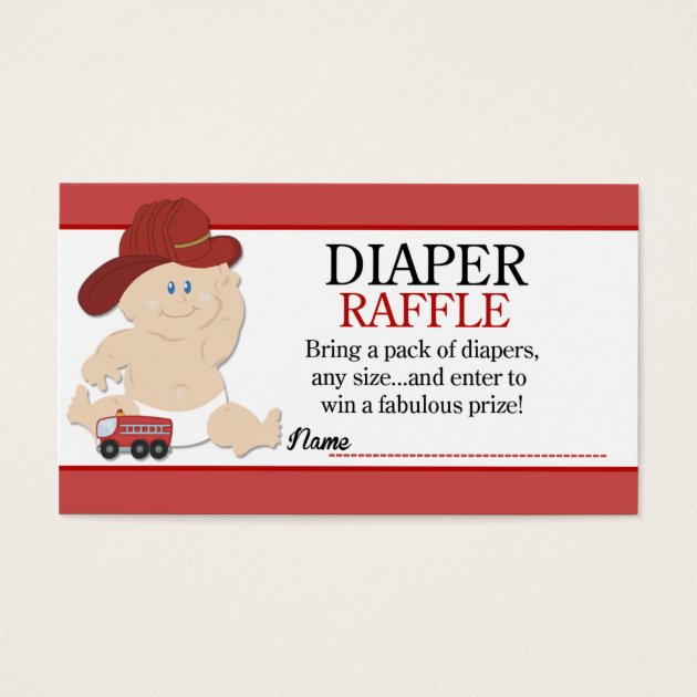 Baby Fireman Firefighter Baby Shower Diaper Raffle Business Card