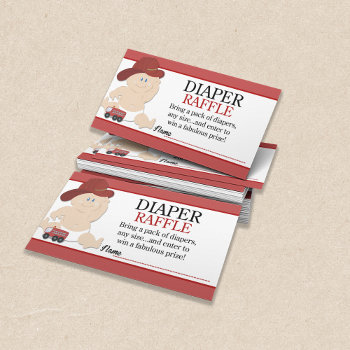 Baby Fireman Firefighter Baby Shower Diaper Raffle Enclosure Card by allpetscherished at Zazzle