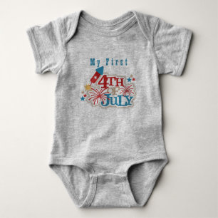 Baby First 4th of July Light Grey One Piece Baby Bodysuit