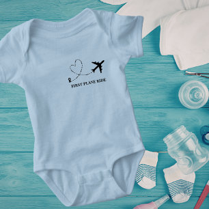 Baby First Airplane Ride Blue Travel Custom Bodysuit