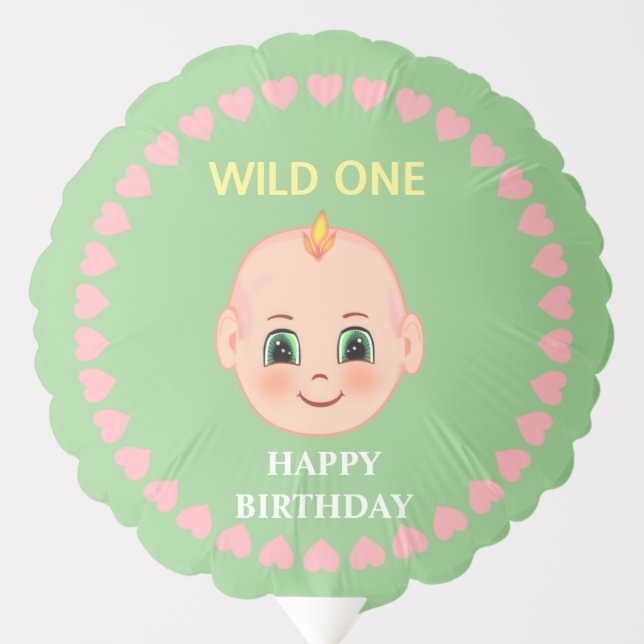 Baby First Birthday on Green Balloon (Front)