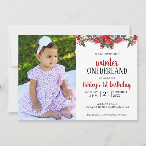 Baby first birthday ONEderland winter invitation