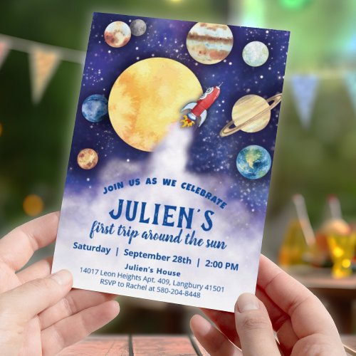 Baby First Birthday Party Space Planet Invitation
