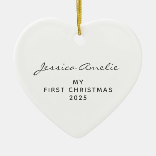 Baby First Christmas 2023 Personalized White Photo Ceramic Ornament