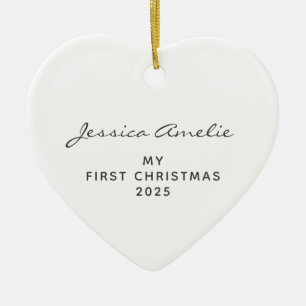 Baby First Christmas 2024 Personalized White Photo Ceramic Ornament
