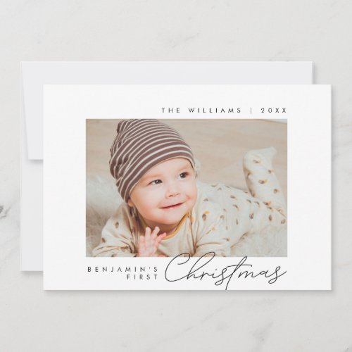 Baby First Christmas Announcement Photo Layover Holiday Card