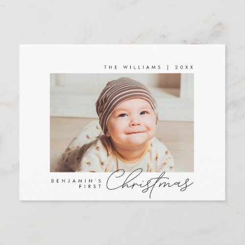 Baby First Christmas Announcement with Photo Postcard