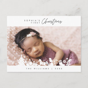 Baby First Christmas, Announcement with Photo Postcard