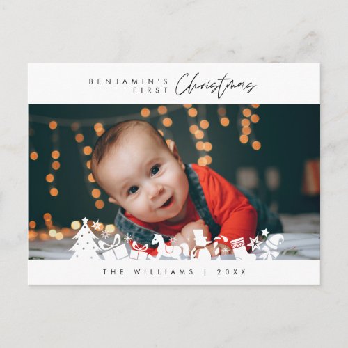 Baby First Christmas Announcement with Photo Postcard