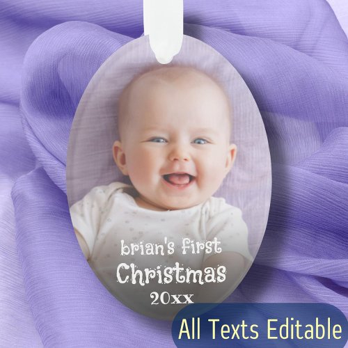 Baby First Christmas Baby Photo Custom Photo Ornament