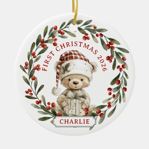 Baby First Christmas Ceramic Circle Ornament