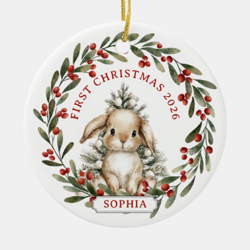 Baby First Christmas Ceramic Circle Ornament