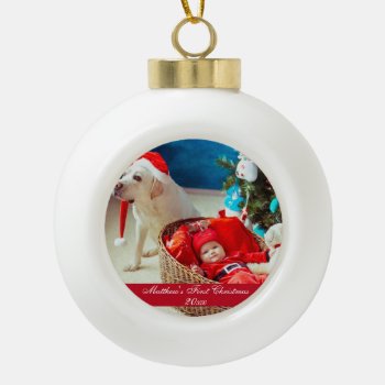 Baby First Christmas Ceramic Ornament by HappyMemoriesPaperCo at Zazzle