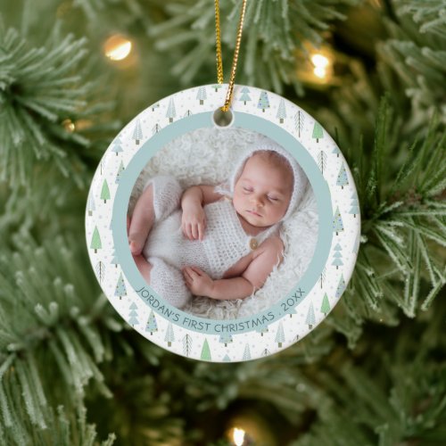 Baby First Christmas Christmas Trees Personalized Ceramic Ornament