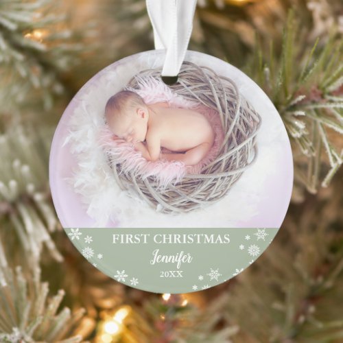 Baby first Christmas custom photo Ornament