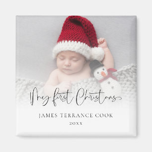 Baby First Christmas Custom Photo Overlay Magnet