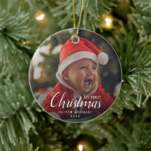 Baby First Christmas Elegant Modern Photo Keepsake