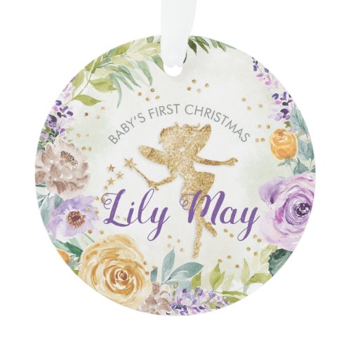 Baby First Christmas Fairy and Flowers Ornament