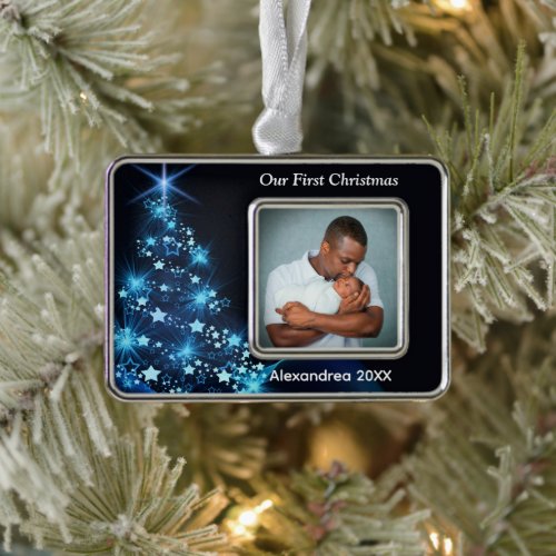 Baby First Christmas Family Photo Personalize   Christmas Ornament