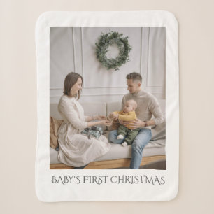 Baby First Christmas Family Photo Sherpa Blanket