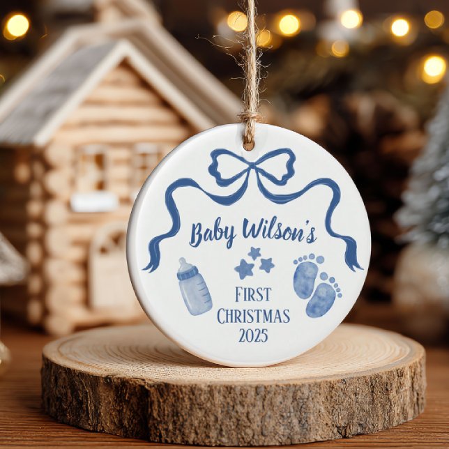 Baby First Christmas, First Christmas, Coquette  Ceramic Ornament (Creator Uploaded)
