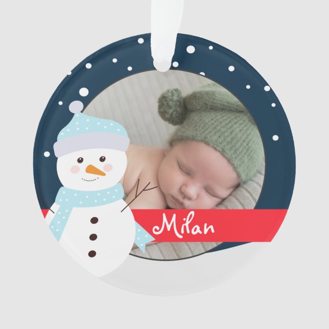 baby, first Christmas| first Christmas Photo Rosa Ornament (Front)