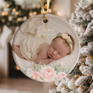 Baby first Christmas floral Ornament