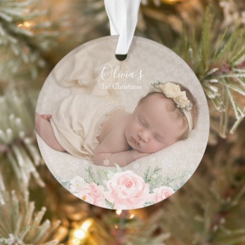 Baby first Christmas floral Ornament