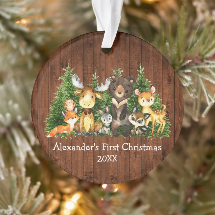 rustic baby's first christmas ornament