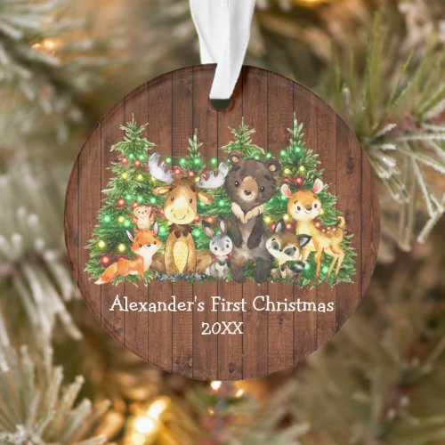 Baby First Christmas Forest Animals Tree Lights Ornament