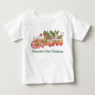 Baby First Christmas Gingerbread Train Candy Baby T-Shirt