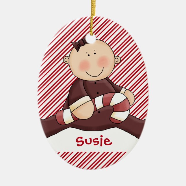 Baby First Christmas Girl Ceramic Ornament (Front)