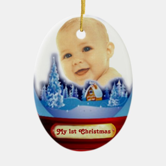 Baby First Christmas Globe Ceramic Ornament (Front)