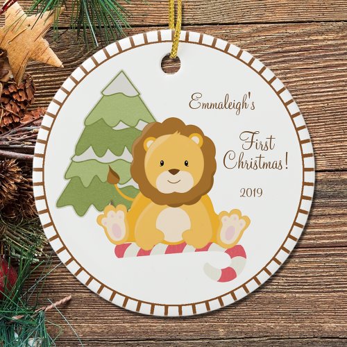 Baby First Christmas  Lion Ceramic Ornament