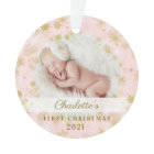 Baby First Christmas Magical Gold Snowflakes Photo