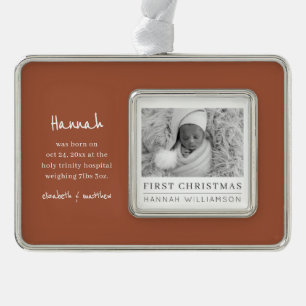 Baby First Christmas Modern Minimalist Photo Ornament