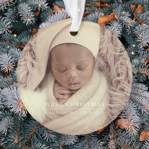 Baby First Christmas Modern Photo Baby Details Ornament