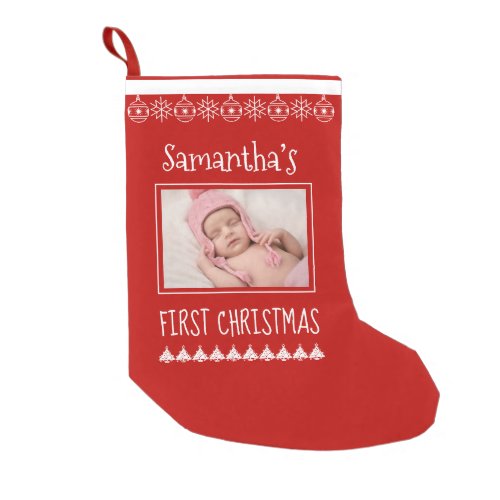 Baby First Christmas Name Photo Ornaments Small Christmas Stocking