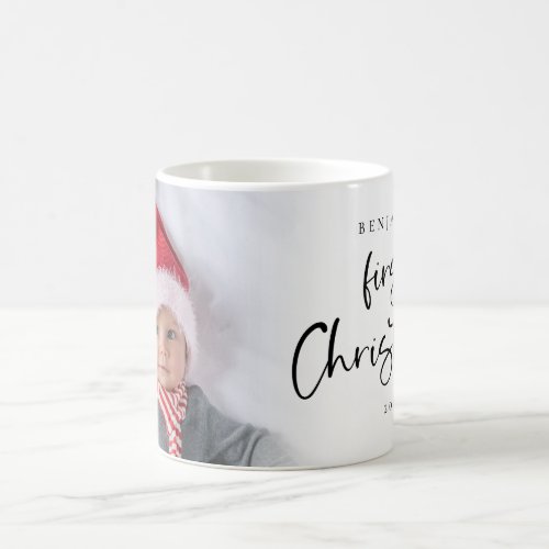 Baby First Christmas Name Year Photo Overlay Coffee Mug