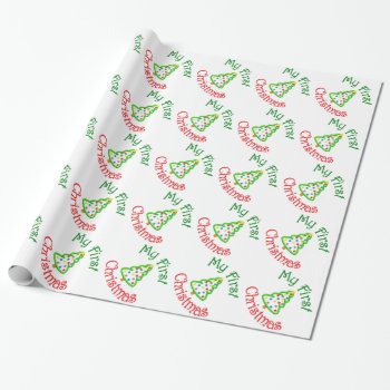 Baby First Christmas  New Born Wrapping Paper by Sturgils at Zazzle
