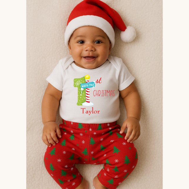 Baby First Christmas North Pole Theme Baby Bodysuit (Creator Uploaded)