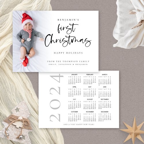 Baby First Christmas Photo 2024 Calendar Holiday Card